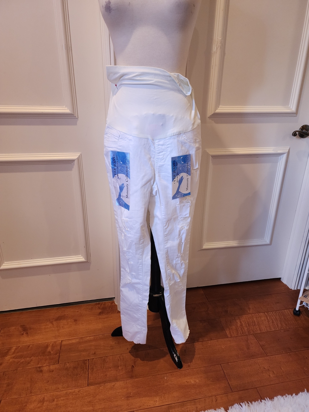 White High-Waist Maternity Pants
